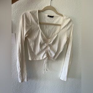 Zara Cream Ruched Front Blouse
